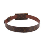Monogram belt bag with brown leather strap and adjustable buckle