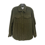 Olive green PISTOLA corduroy jacket, button-front, collar, chest flap pockets