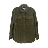 Olive green PISTOLA corduroy jacket, button-front, collar, chest flap pockets