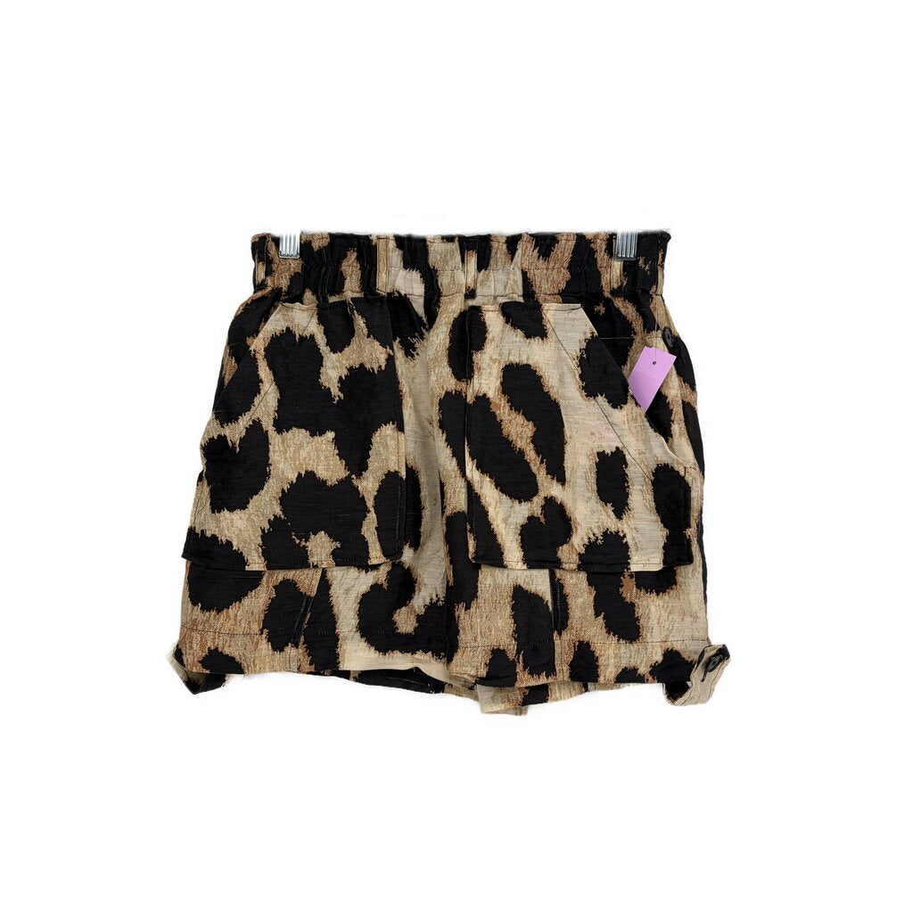 Leopard-print print shorts with elastic waistband and side pockets