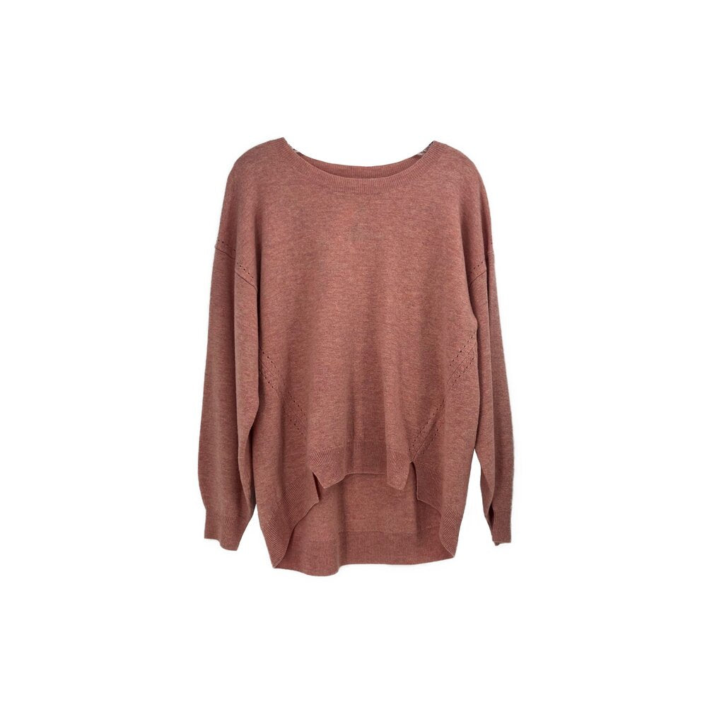 Rose long-sleeve crewneck sweater with relaxed fit