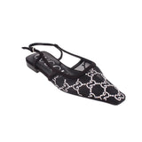 GUCCI CRYSTAL GG FLATS BLACK 36 EU | 6 US