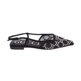 GUCCI CRYSTAL GG FLATS BLACK 36 EU | 6 US