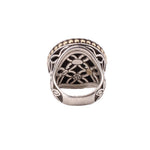 Sterling silver ring band with openwork flower design and engraved interior