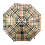 Burberry check plaid umbrella, closed with fabric cover and center button