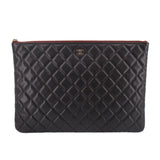 CHANEL LARGE O CASE CLUTCHES BLACK