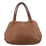 PRADA LEATHER SHOULDER BAGS BROWN