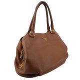 PRADA LEATHER SHOULDER BAGS BROWN