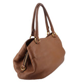 PRADA LEATHER SHOULDER BAGS BROWN