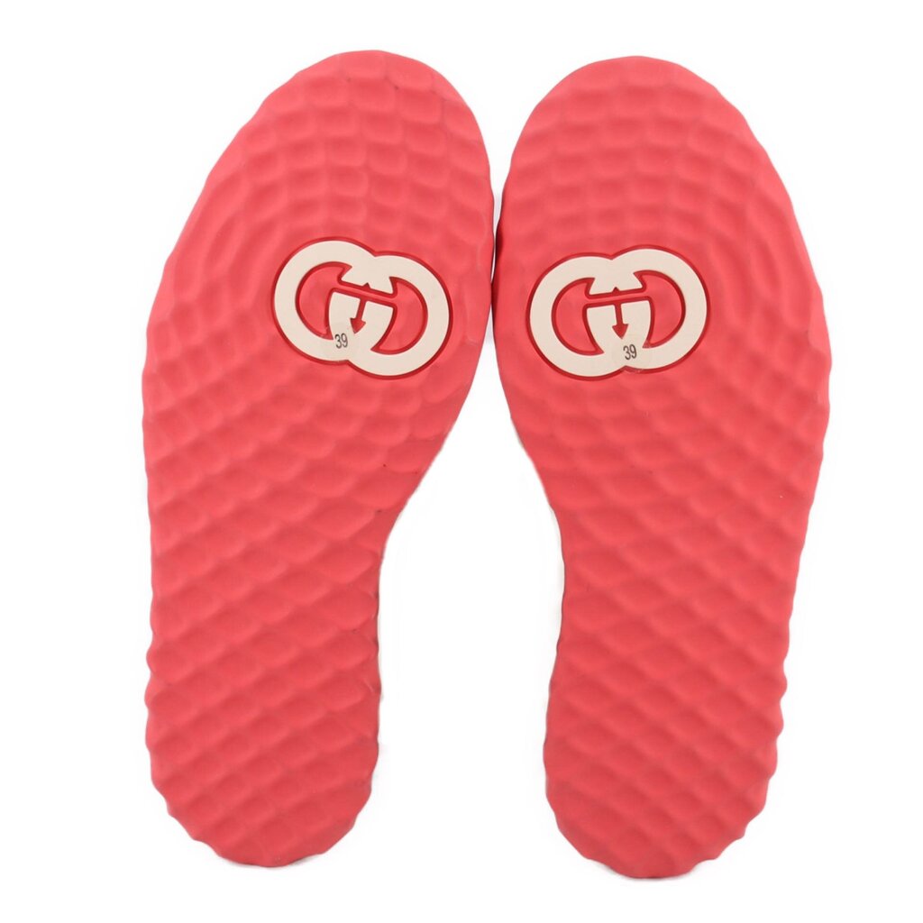 GUCCI MAC80 sneaker outsoles, red textured tread with GG logo emblems
