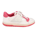 GUCCI MAC80 low-top sneakers, white leather with pink accents and chunky red sole