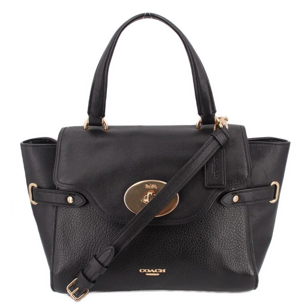 Black leather flap carryall crossbody bag with top handles and strap