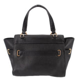 COACH Blake flap carryall tote in black leather with top handles and front flap, gold rings