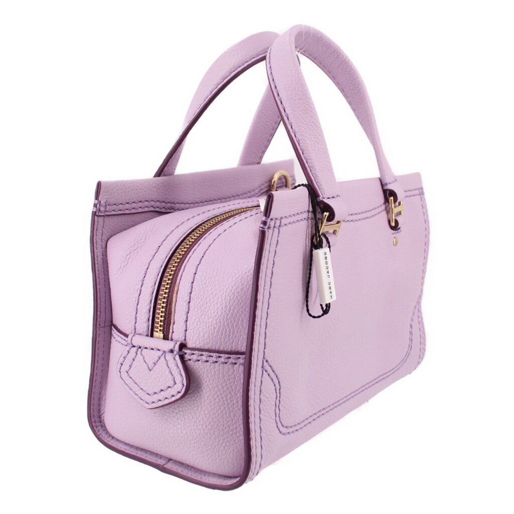 Mini crossbody bag detail: zip pocket, strap, and gold-tone clasp hardware