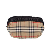 BURBERRY belt bag with tan, black, and red vintage check panel and black top trim