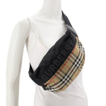BURBERRY check belt bag with tan and black strap
