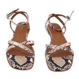 MARGAUX SNAKE SANDALS BEIGE/BLACK 9.5 US