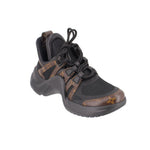 LOUIS VUITTON Archlight sneakers with brown monogram panels, black mesh, chunky sole