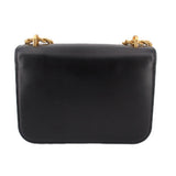 Black leather crossbody bag with gold top chain hardware