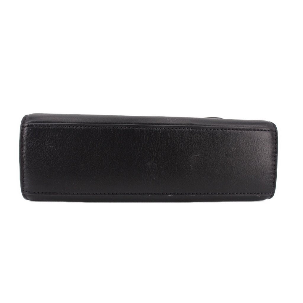Black leather shoulder bag base with stitched edges and smooth bottom panel