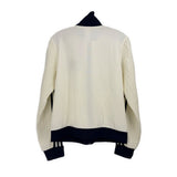 ADIDAS STRIPED JACKETS WHT/NAVY M