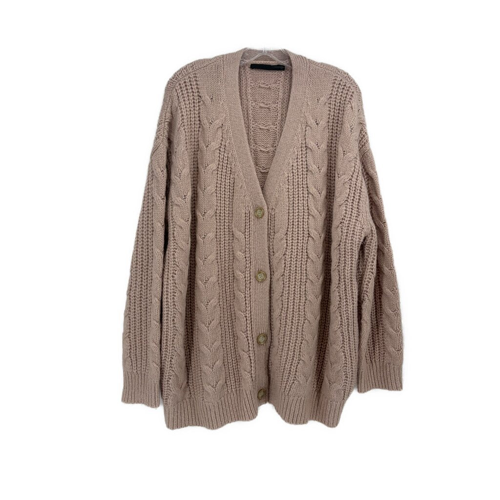 JENNI KAYNE blush cable-knit cardigan sweater, V-neck with front buttons