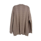 JENNI KAYNE blush cable-knit cardigan sweater, full back with textured pattern