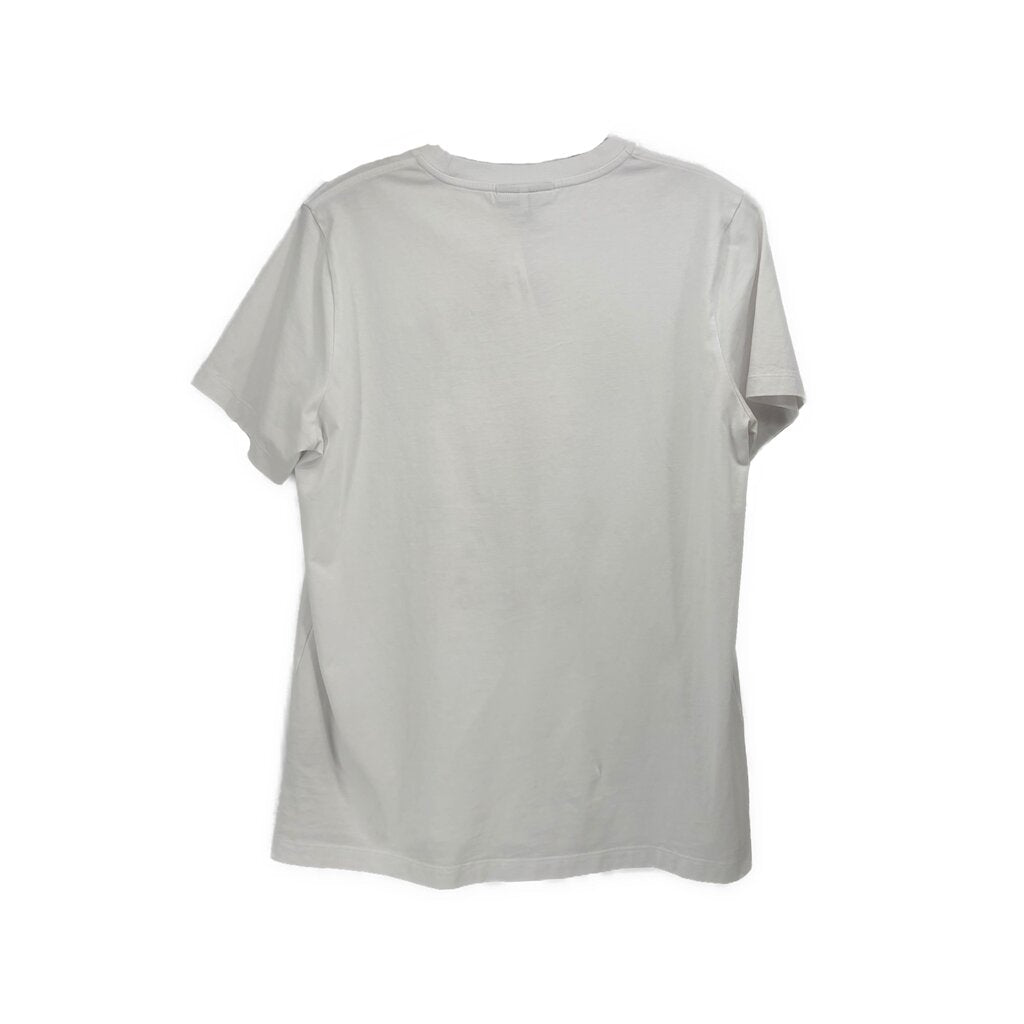 White short-sleeve T-shirt with crew neck, plain back