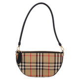 Olympia shoulder bag in vintage check with black leather handles and top zip