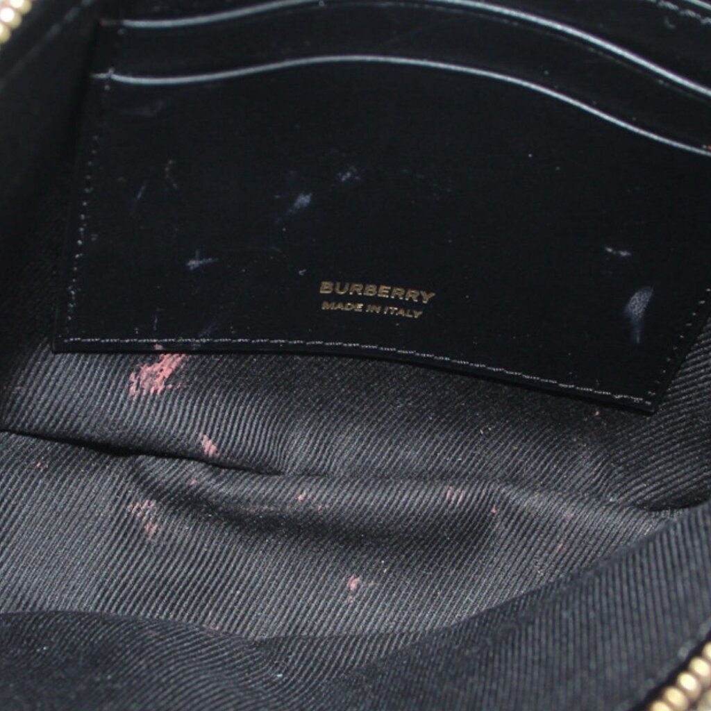 Black fabric lining with BURBERRY label inside Olympia shoulder bag