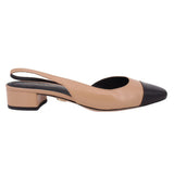 VERONICA BEARD CECILE TWO-TONE SLINGBACK HEELS BLACK/TAN 6.5 US