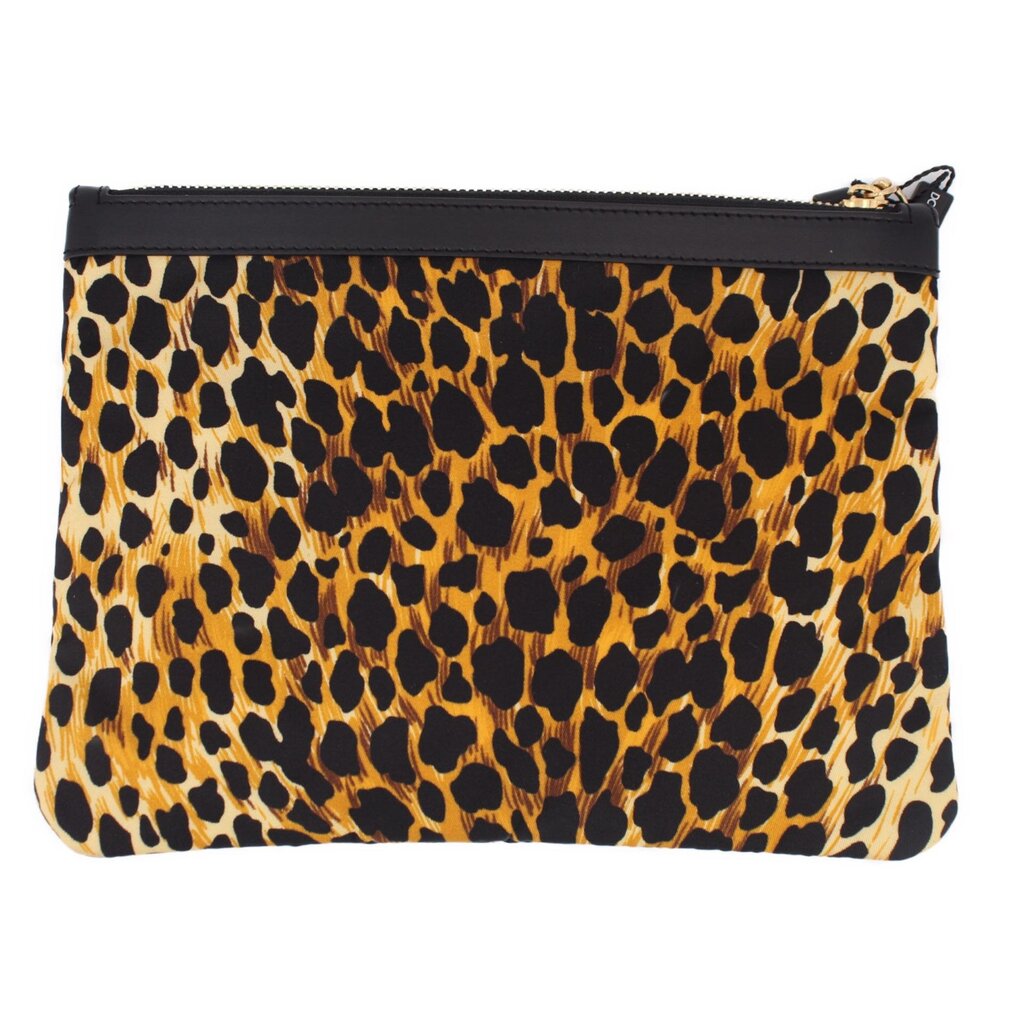 Dolce & Gabbana leopard-print pouch with black top zip and gold-tone hardware