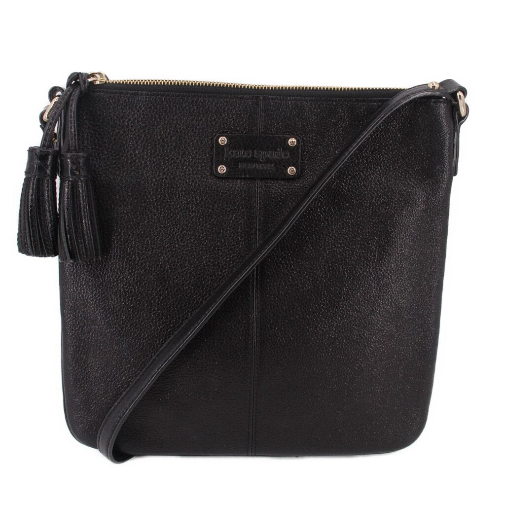 KATE SPADE AUBURN PLACE Cordelia black crossbody bag, adjustable strap, tassel detail.