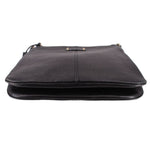 KATE SPADE AUBURN PLACE Cordelia black crossbody bag, flat bottom view with zipper track.