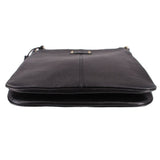 KATE SPADE AUBURN PLACE Cordelia black crossbody bag, flat bottom view with zipper track.