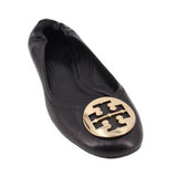 TORY BURCH MINNIE LEATHER BALLET FLATS BLACK 9 US