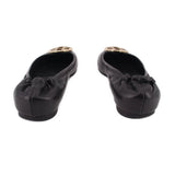 TORY BURCH MINNIE LEATHER BALLET FLATS BLACK 9 US