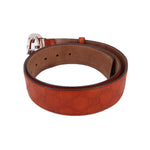 GUCCI interlocking GG belt, rust leather with punched holes and embossed GG pattern
