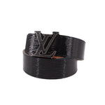Black Epi leather belt with large silver-tone LV buckle