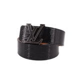Black Epi leather belt with large silver-tone LV buckle