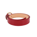 LOUIS VUITTON red vernis leather belt with tan lining visible