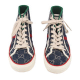 GUCCI WOMEN'S TENNIS 1977 HIGH TOP SNEAKERS NAVY 38 EU | 8 US