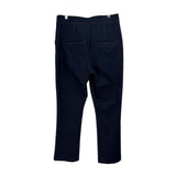 Straight-leg dark blue denim jeans with back yoke and two patch pockets