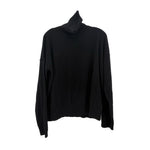 Black turtleneck sweater with long sleeves, front view