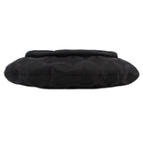 Black monogram tote bag base with rounded bottom and quilted fabric texture