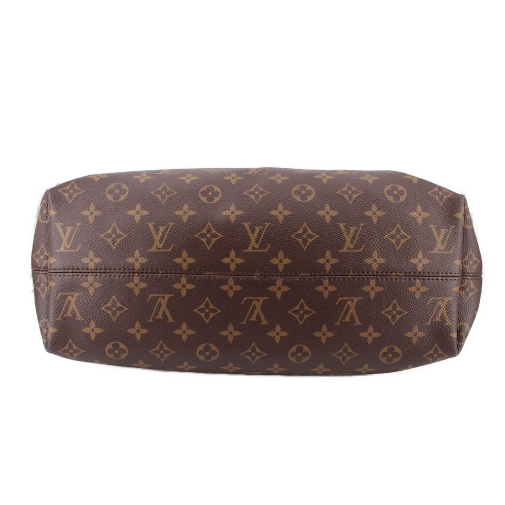 Louis Vuitton Monogram shoulder bag with brown exterior and top zip edge