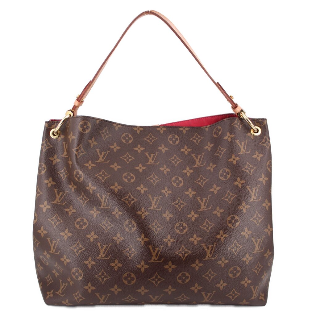 Louis Vuitton Monogram shoulder bag in brown with red top lining opening