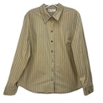 Tory Burch tan striped button-front shirt with collar