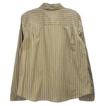 Tory Burch tan striped top, back view with yoke and button placket