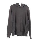 Gray pullover hoodie with hood and kangaroo pocket, long sleeves